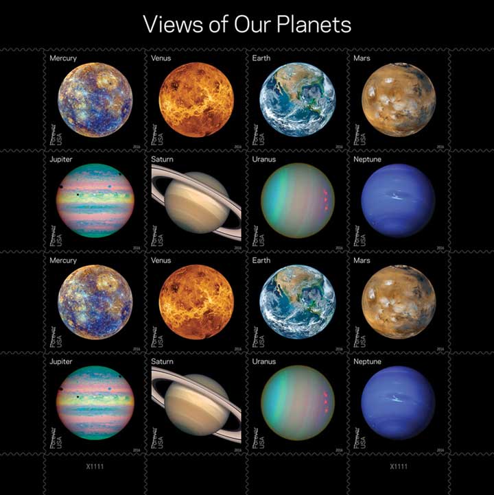 Нові марки USPS із зображеннями планет Сонячної системи