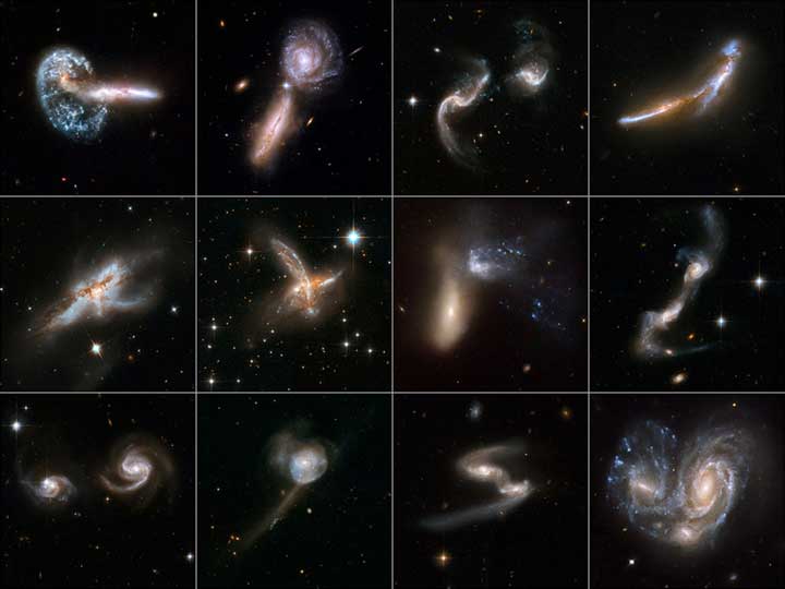 Зіткнення галактик у нашому Всесвіті. Зображення отримані за допомогою Космічного телескопа імені Габбла